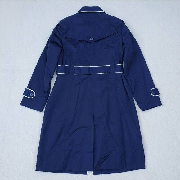 Jaclyn Smith Navy Blue and White Trench Coat - Picture 9 of 14